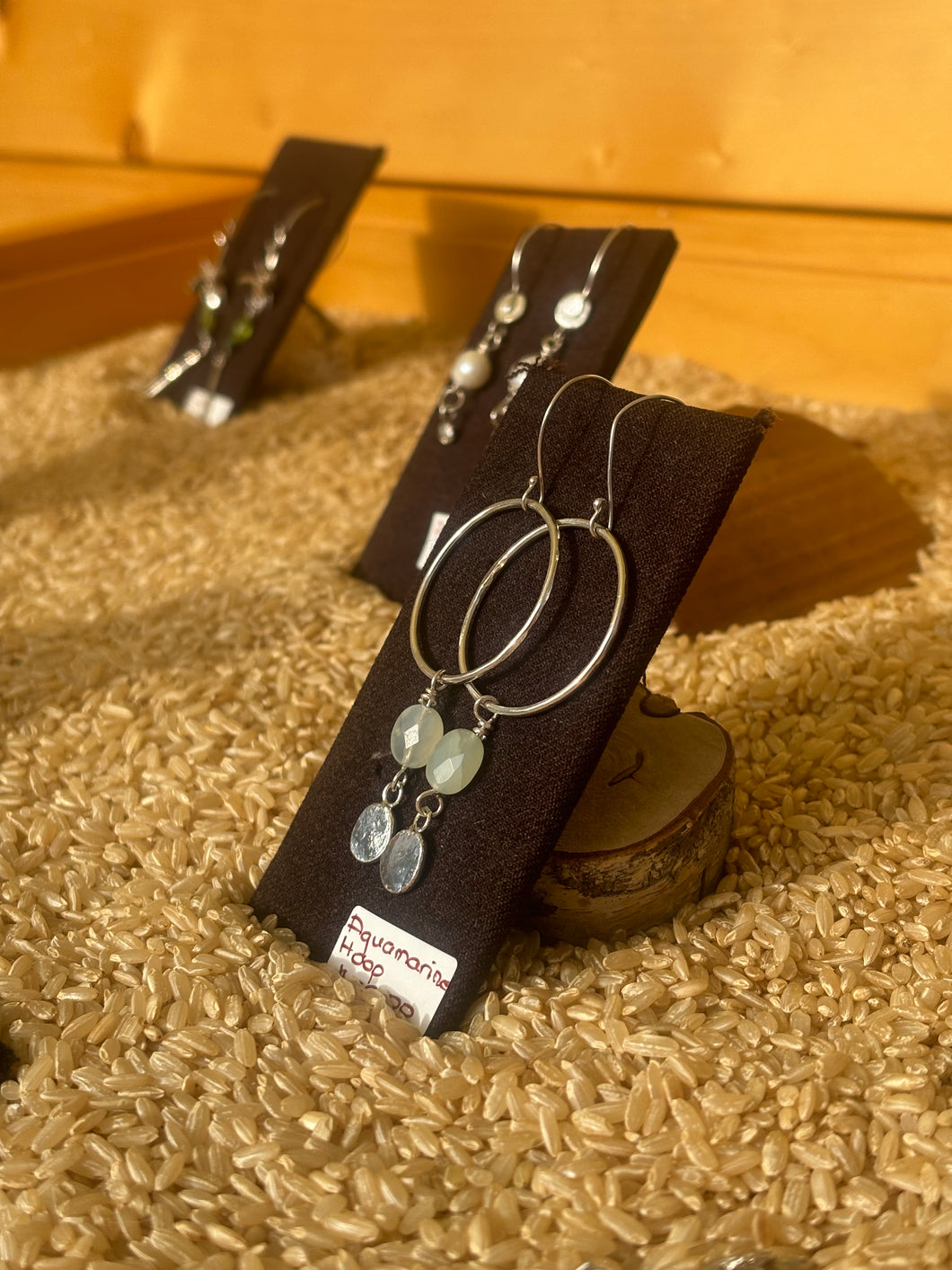 Hoop Earrings with Hanging Gemstones