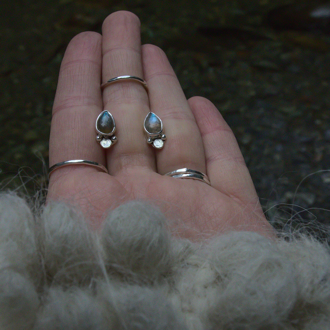 Labradorite Studs with Shot Balls