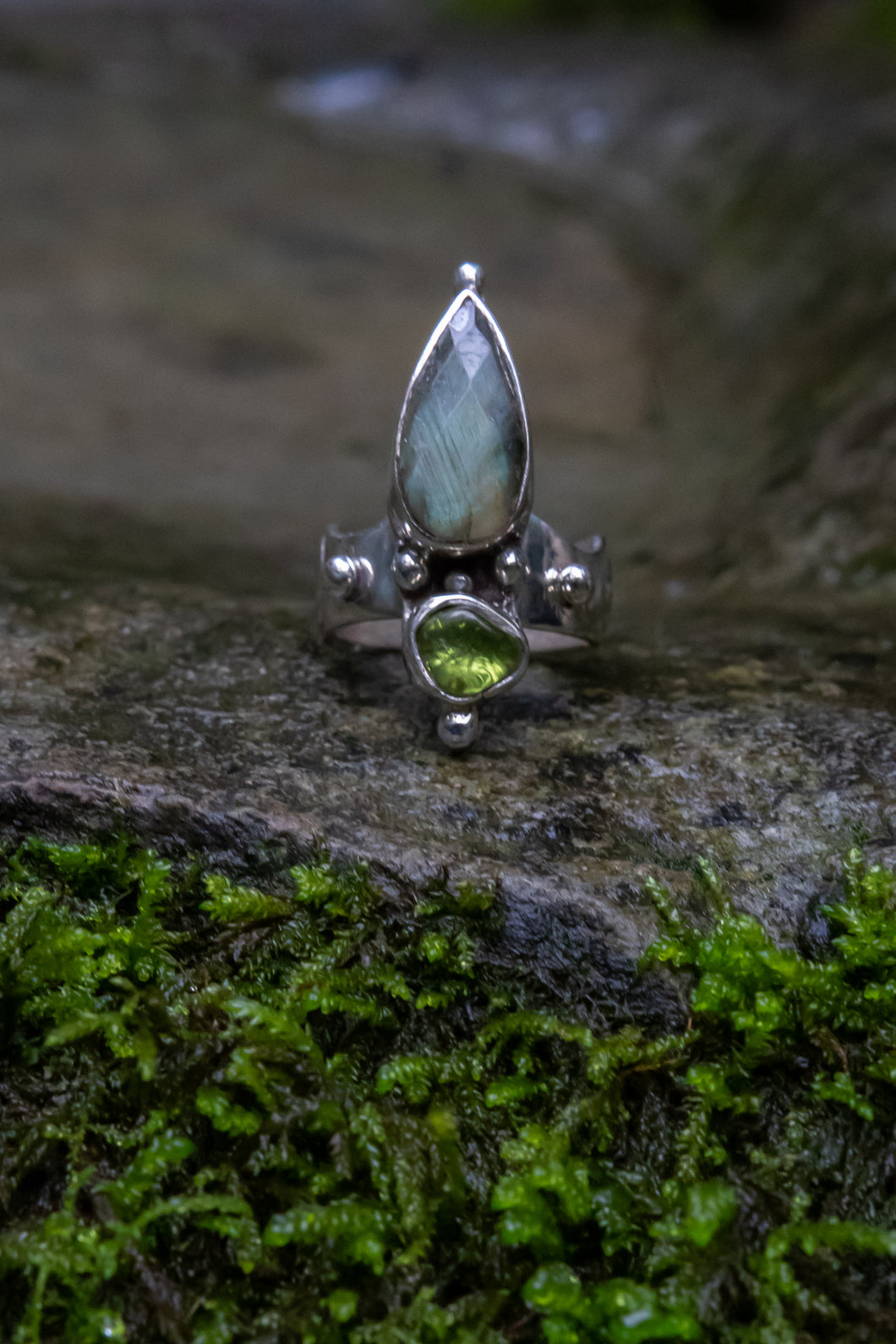 Gypsy Dream Ring with Labradorite & Peridot