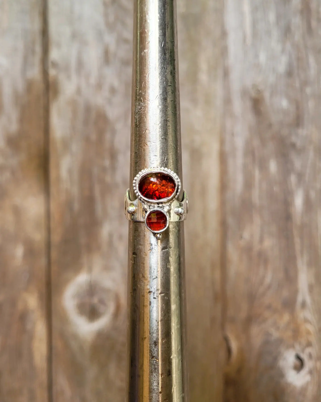 Ring with Amber & Garnet