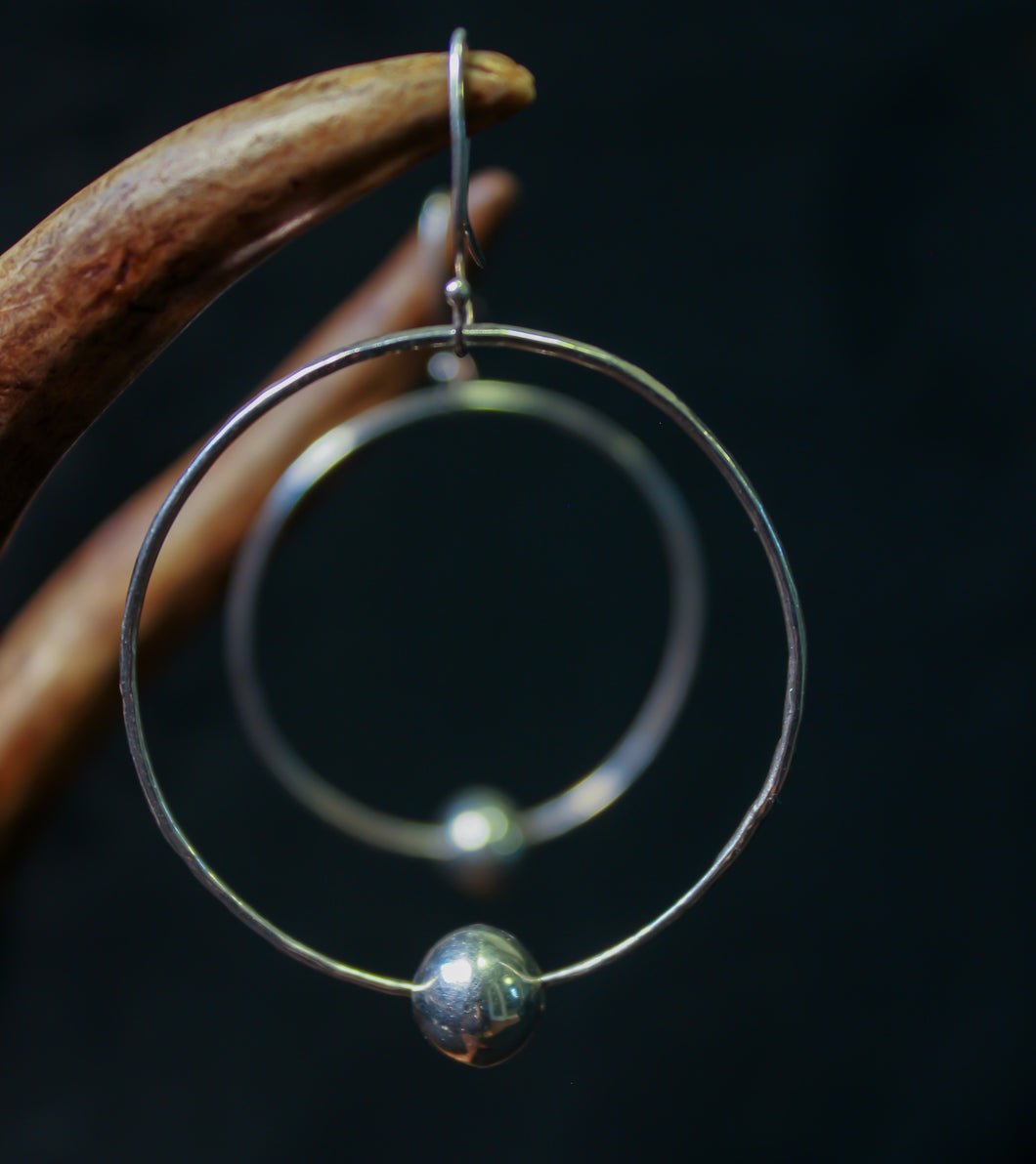 Sterling Silver Hoops with Silver Beads